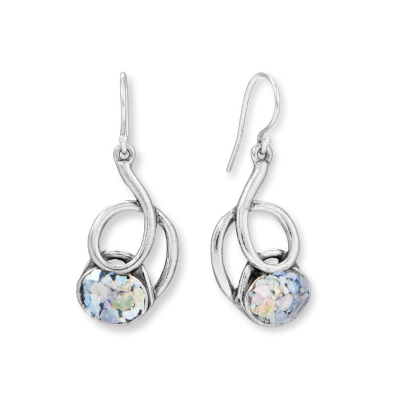 Abstract Swirl Roman Glass Earrings - Modern Elegance by Jewelszone