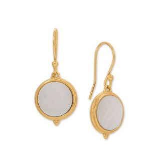 Jewelszone 14 Karat Gold Plated Antique Style Mother of Pearl Earrings