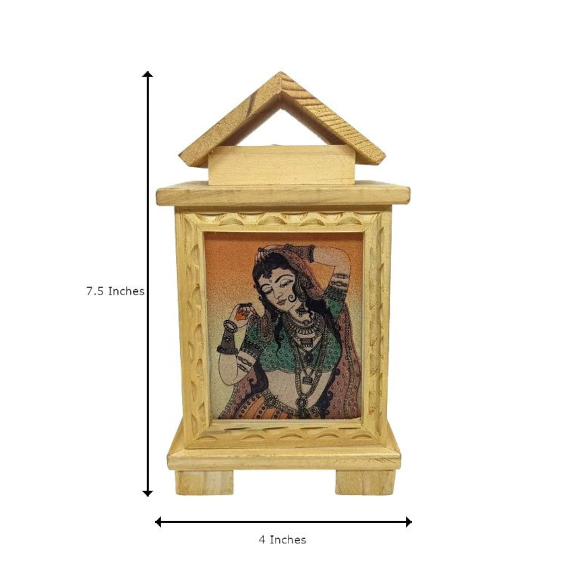 Handcrafted Multicolor Wooden Hut Shape Lamp - Unique Indian Artisan Design Handcrafted Multicolor Wooden Hut Shape Lamp - Unique Indian Artisan Design